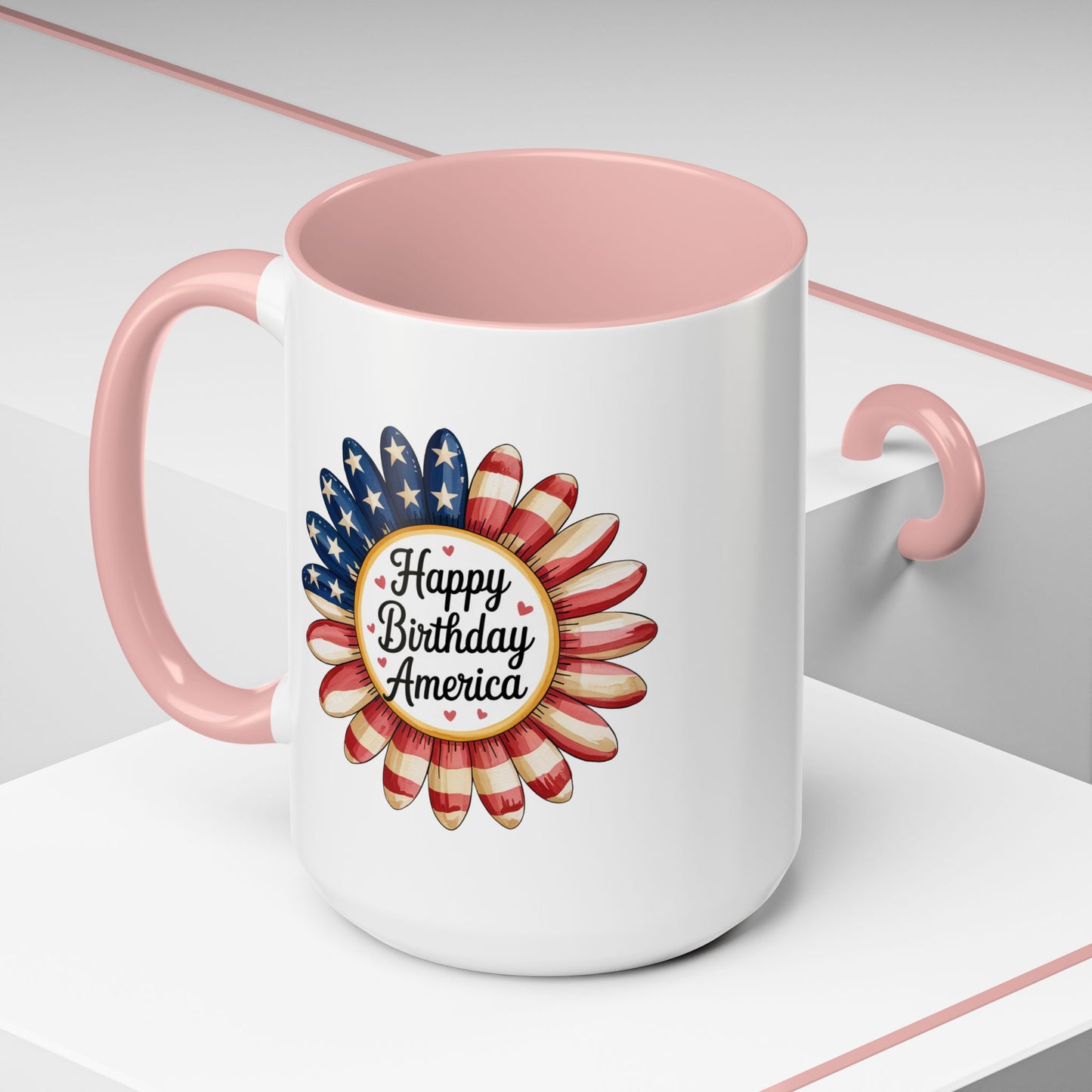 4th of July Mug - Happy Birthday America Sunflower