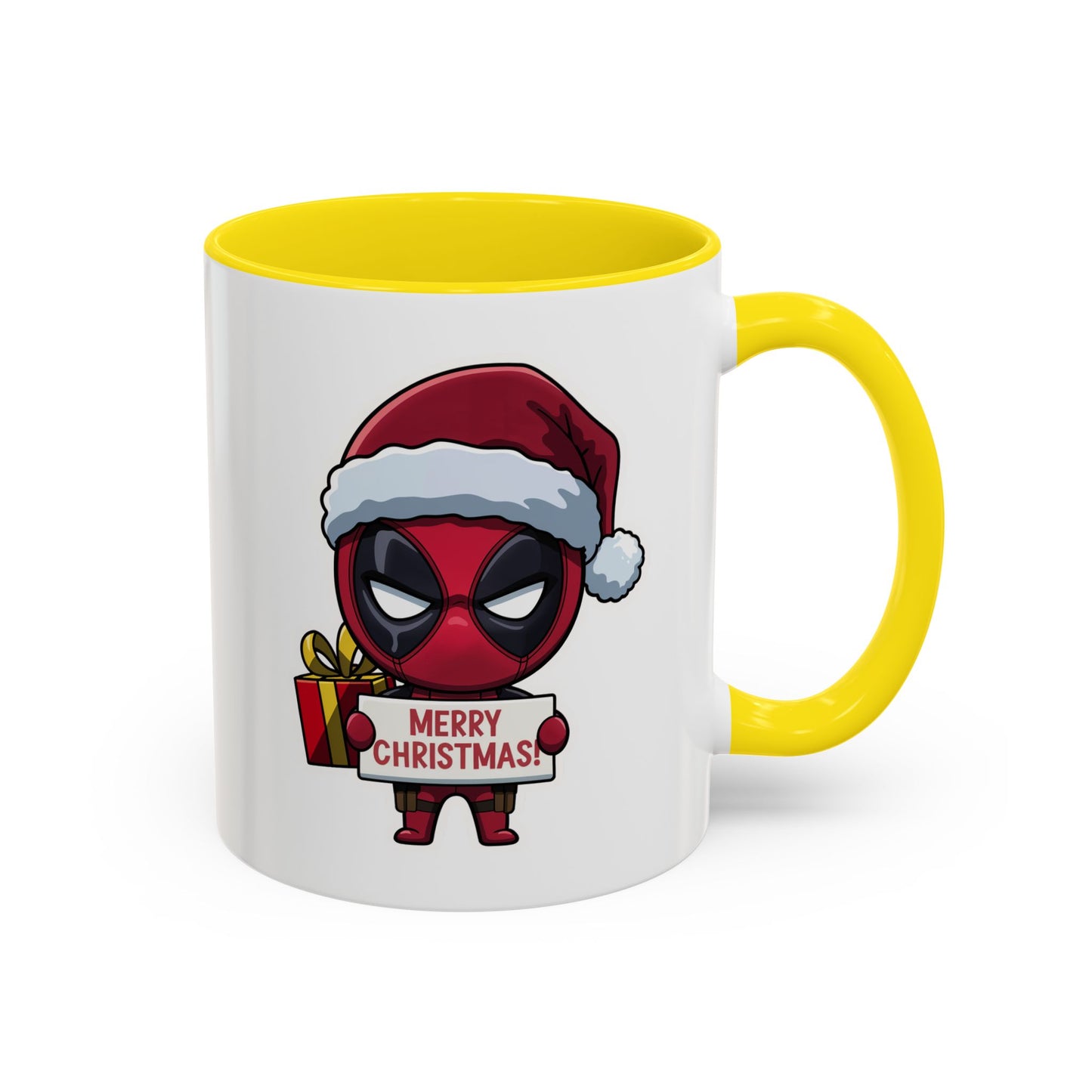 Christmas Mug - Merry Christmas Red Text Superhero