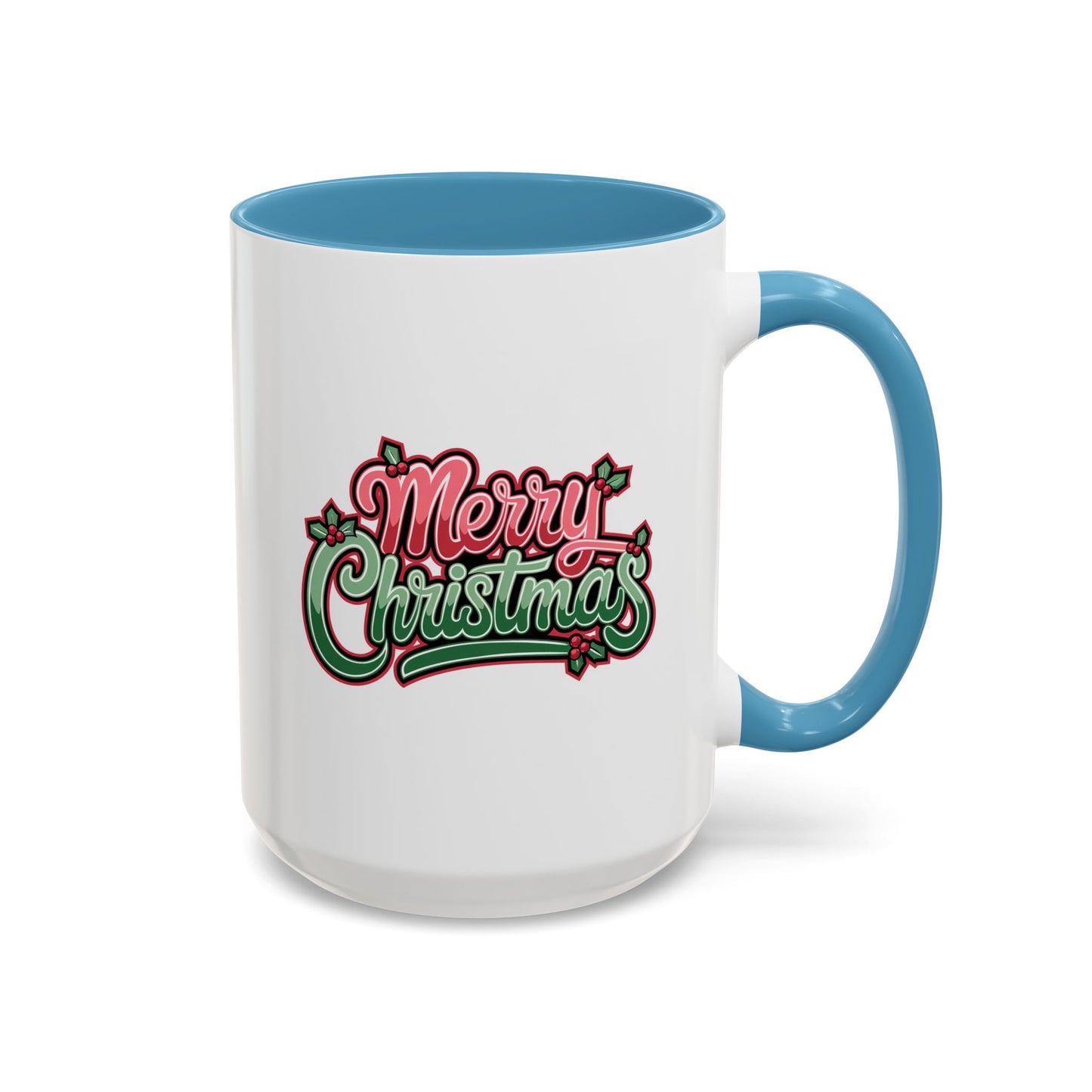Christmas Mug - Merry Christmas Red & Green Text Mistletoe