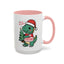 Christmas Mug - Merry Christmas Red Text Dinosaur Tree