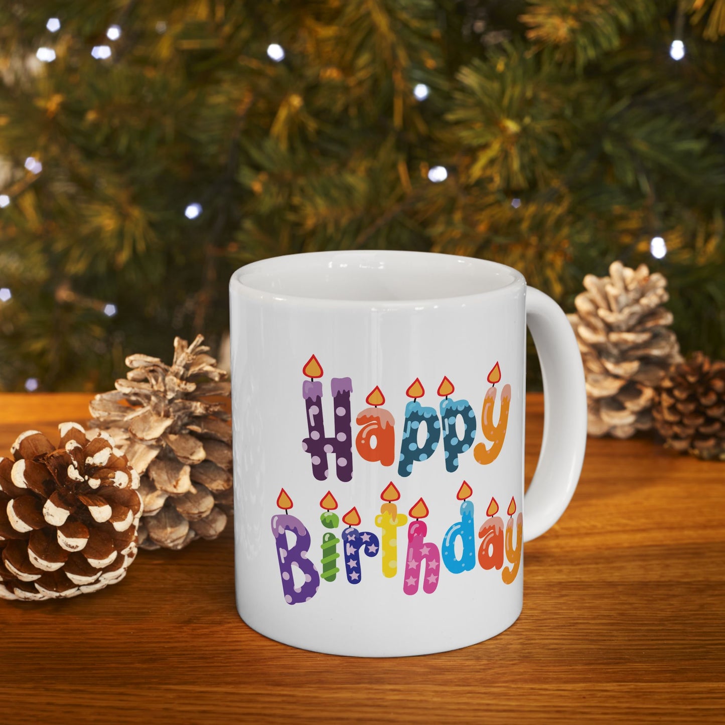 Birthday Mug - Happy Birthday Letter Candles