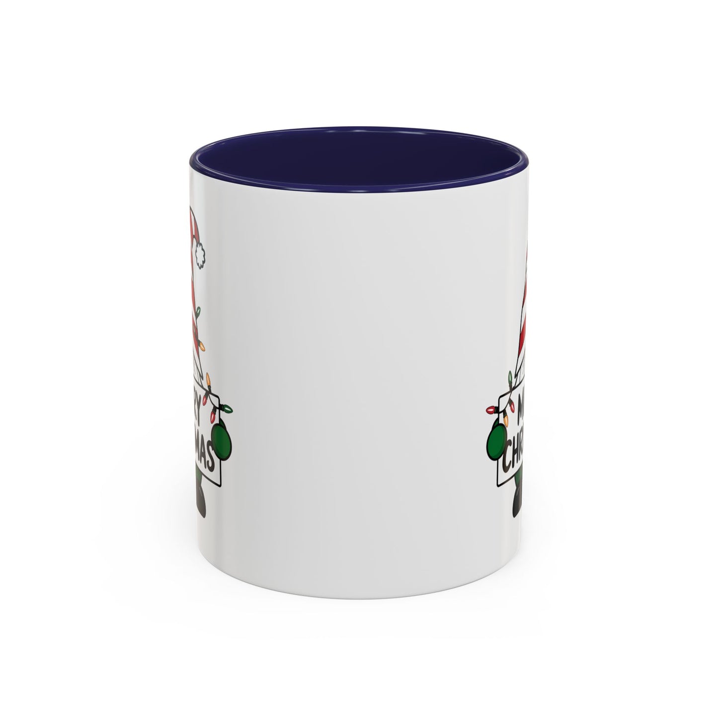 Christmas Mug - Merry Christmas Black Text Gnome Lights