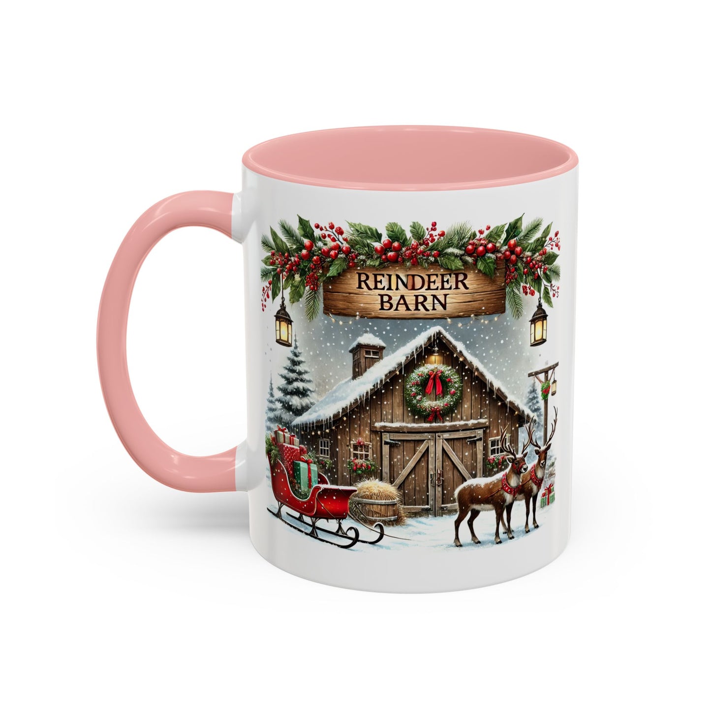 Christmas Mug - Reindeer Barn Sleigh Reindeer