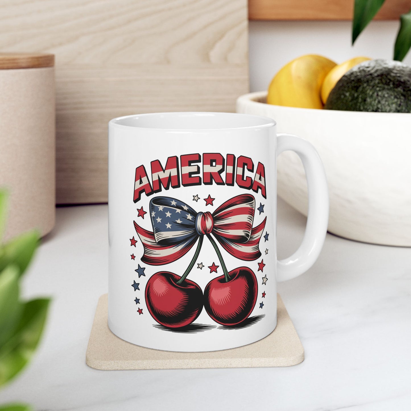 4th of July Mug - America Cherry Bow
