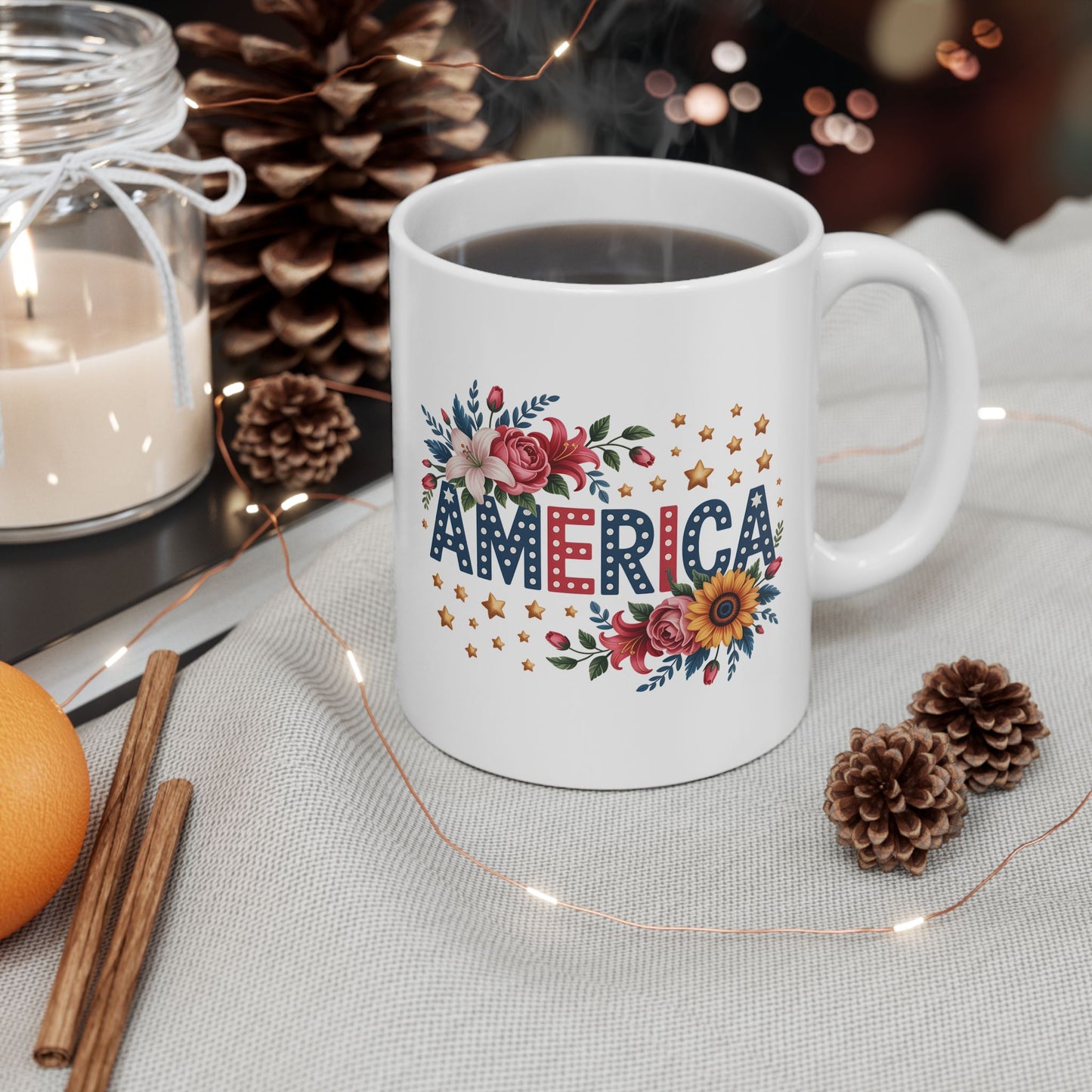 4th of July Mug - Floral America