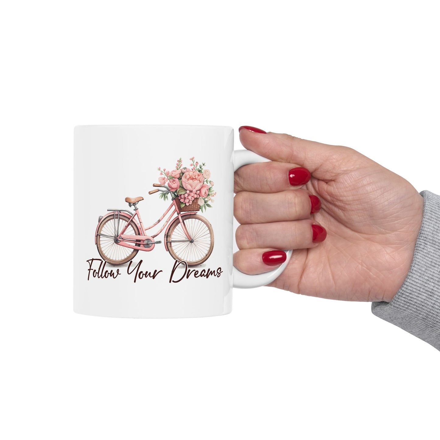 Motivation Mug - Follow Your Dreams Pink Bike