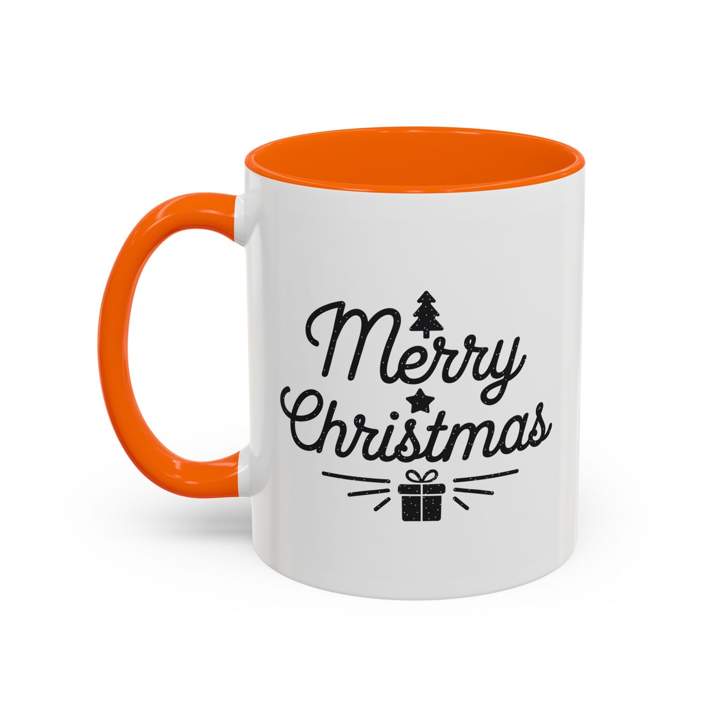 Christmas Mug - Merry Christmas Black Text Tree Star Present