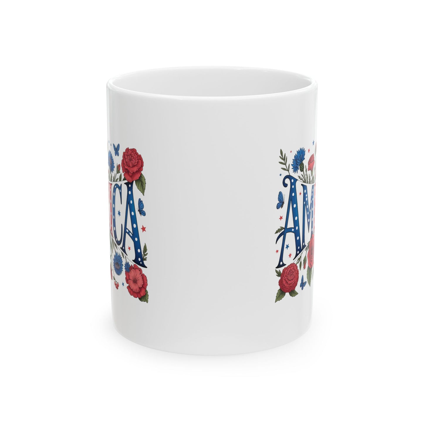4th of July Mug - Patriotic Floral America