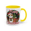 Christmas Mug - Merry Christmas Red Text Cat Presents Wreath