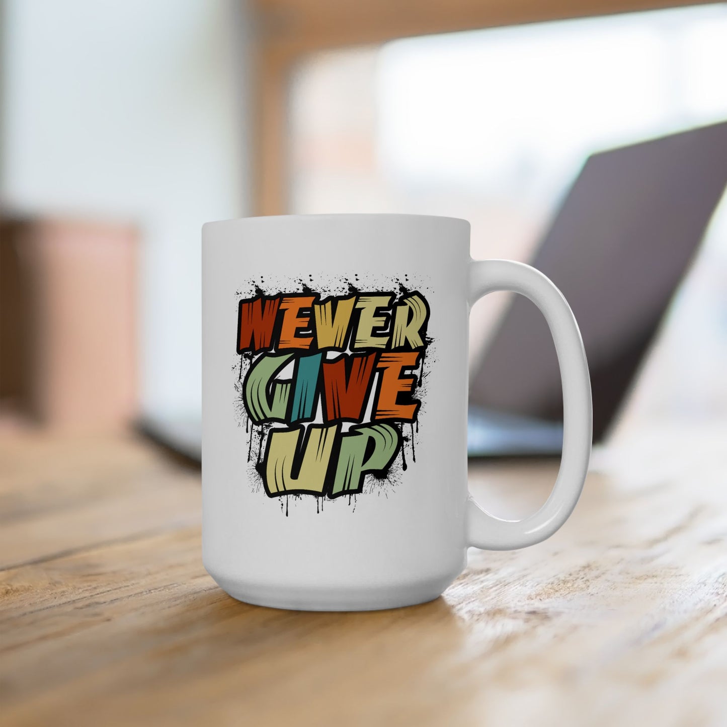 Motivation Mug - Never Give Up Spray paint