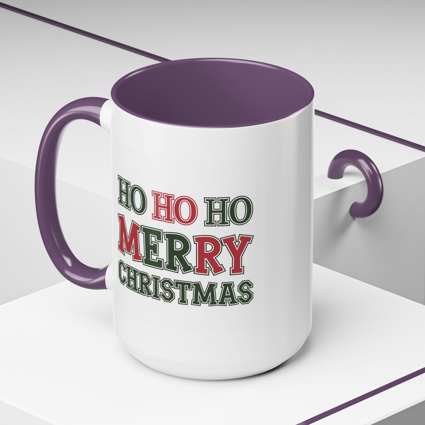 Christmas Mug - Ho Ho Ho Merry Christmas Green & Red Text 2