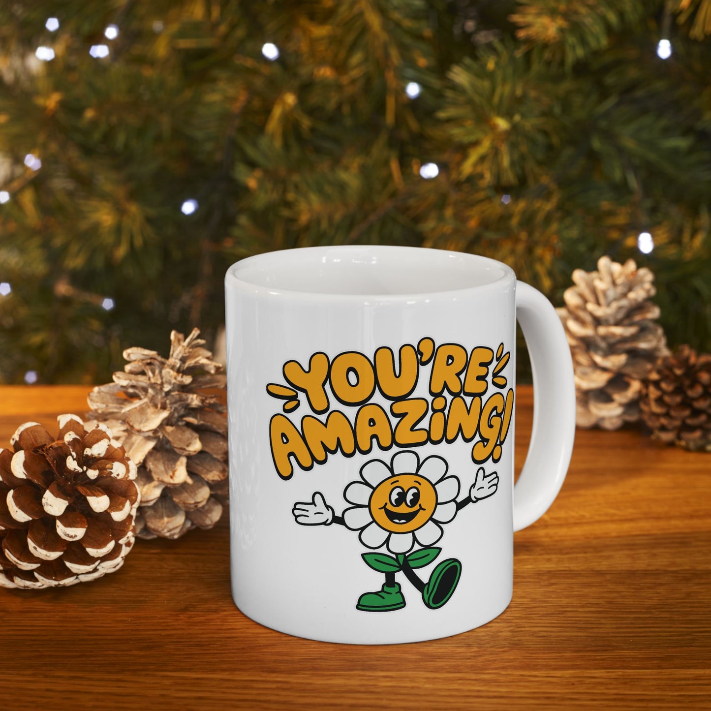 Motivation Mug - You're Amazing Retro Daisy