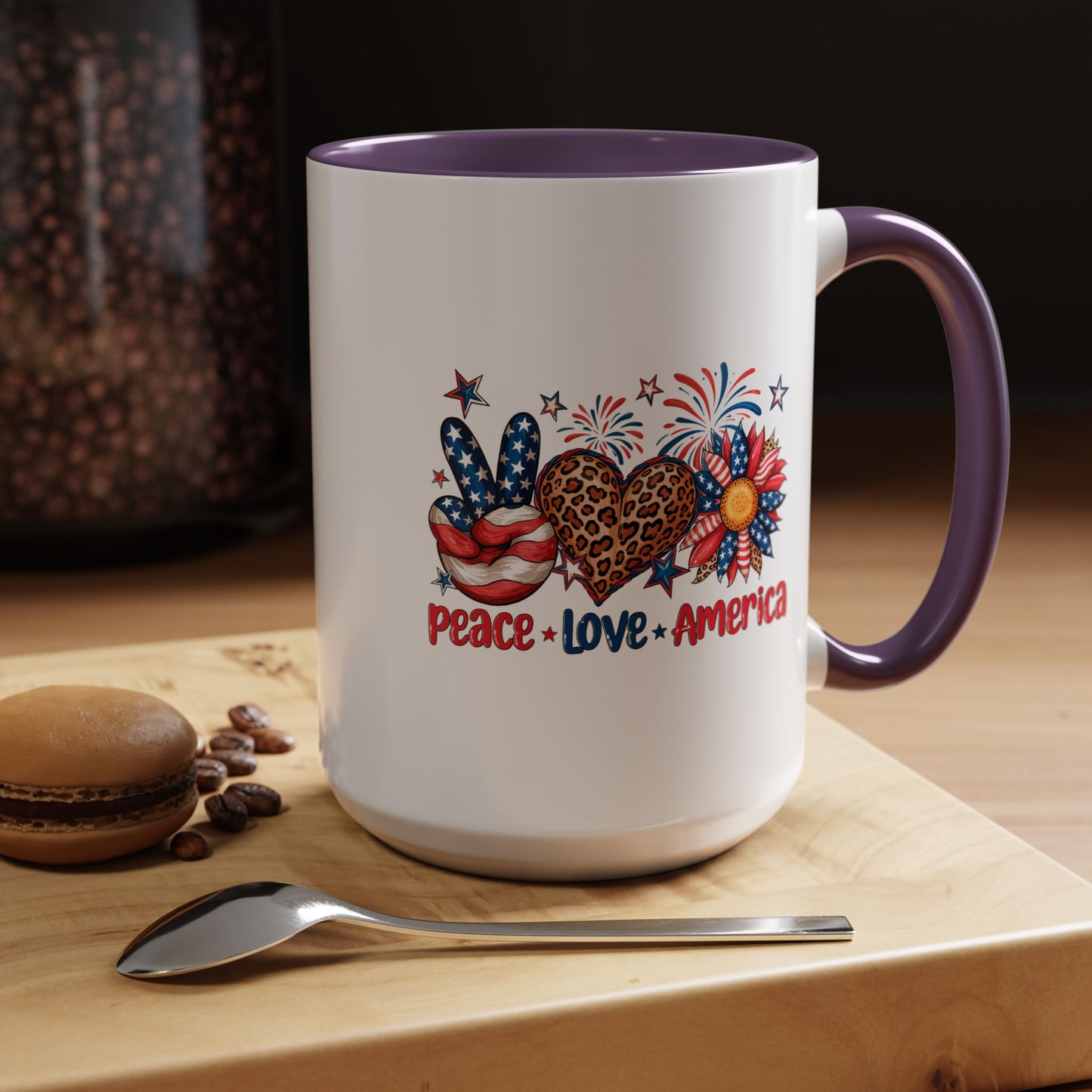 4th of July Mug - Peace Love America