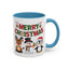 Christmas Mug - Red Green & Gold Text Reindeer Snowman Penguin