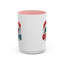 Christmas Mug - Merry Christmas Green Red Yellow and Blue Text Red Hats