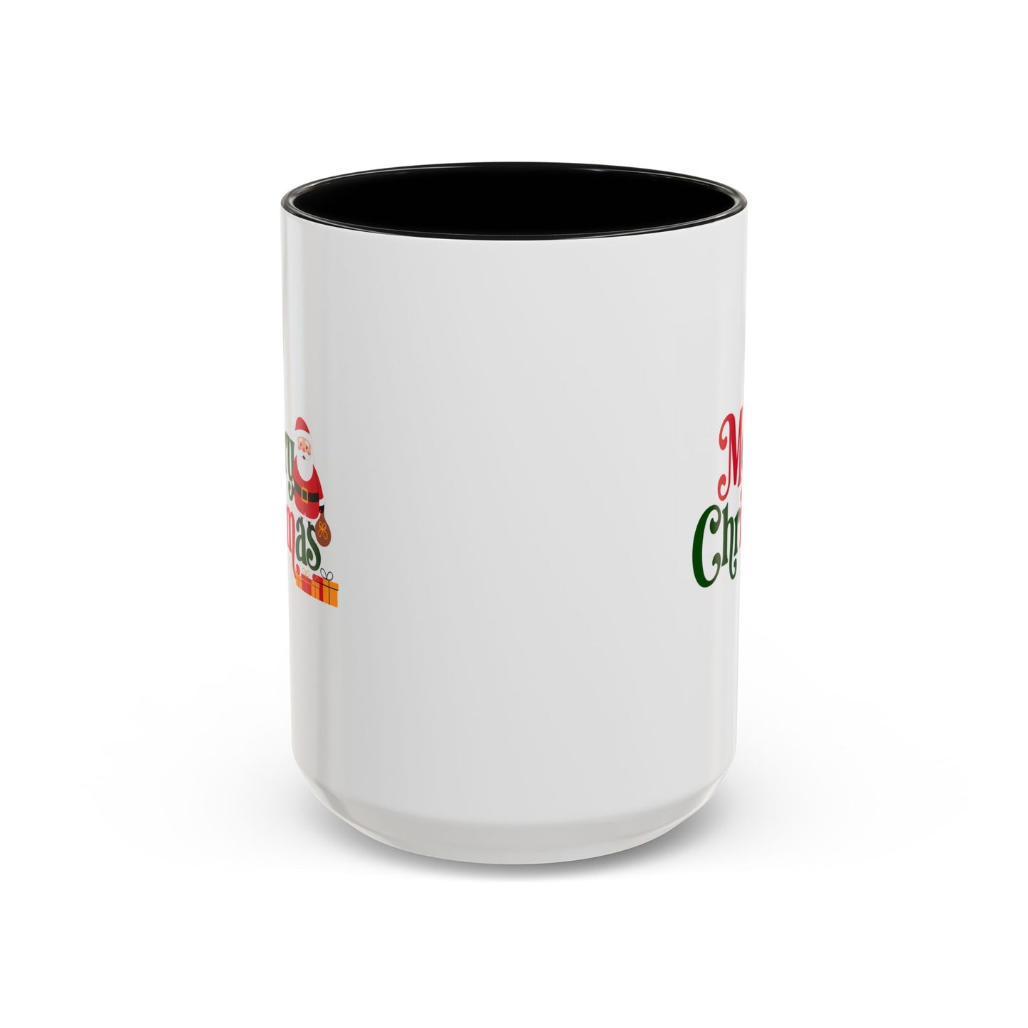 Christmas Mug - Merry Christmas Green & Red Text Santa Presents
