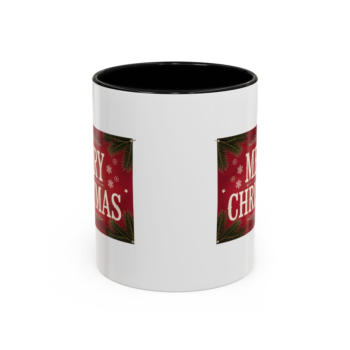 Christmas Mug - Merry Christmas Cream Text Maroon Background