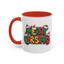 Christmas Mug - Merry Christmas Green Yellow & Red Text Hats