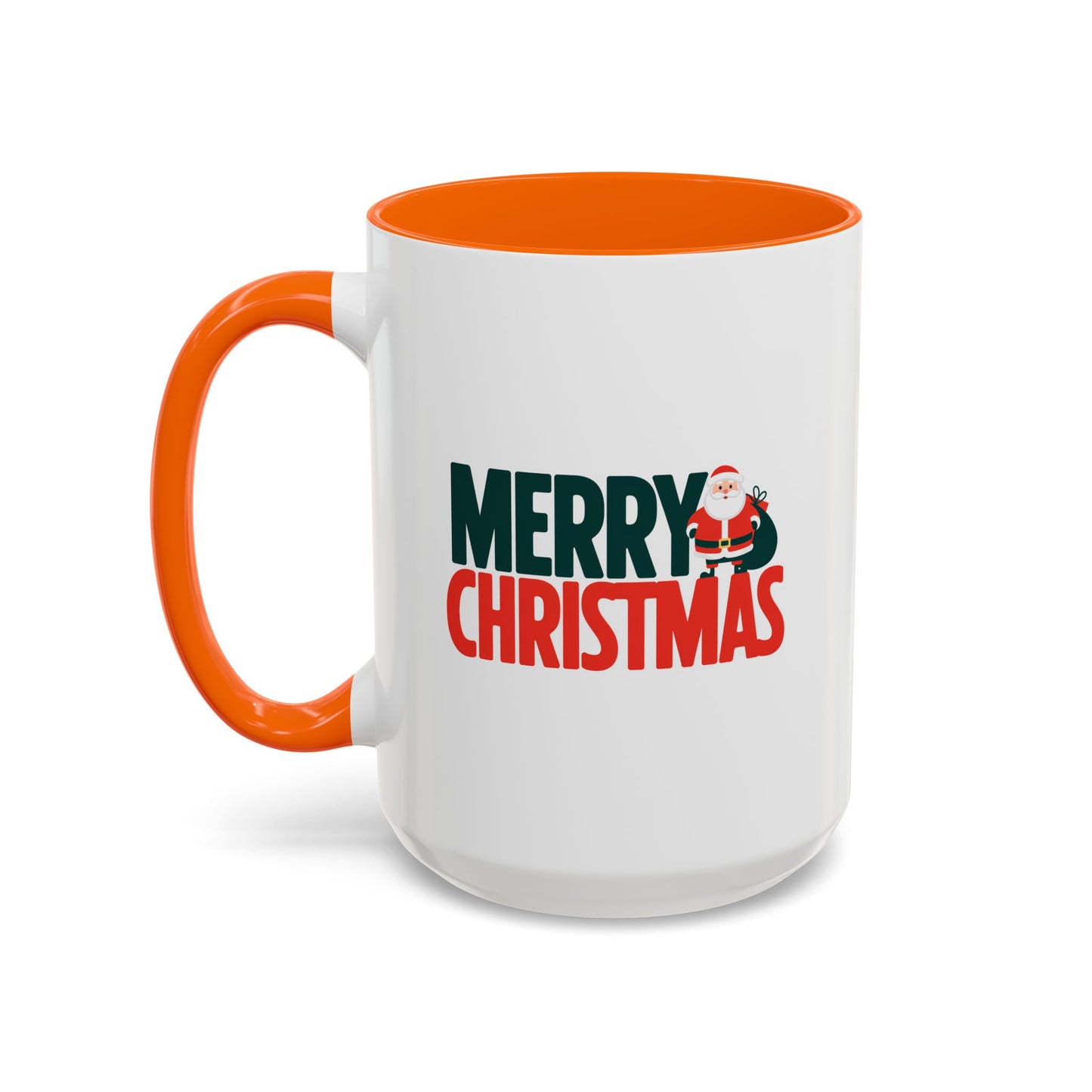 Christmas Mug - Merry Christmas Green & Red Text Santa Bag