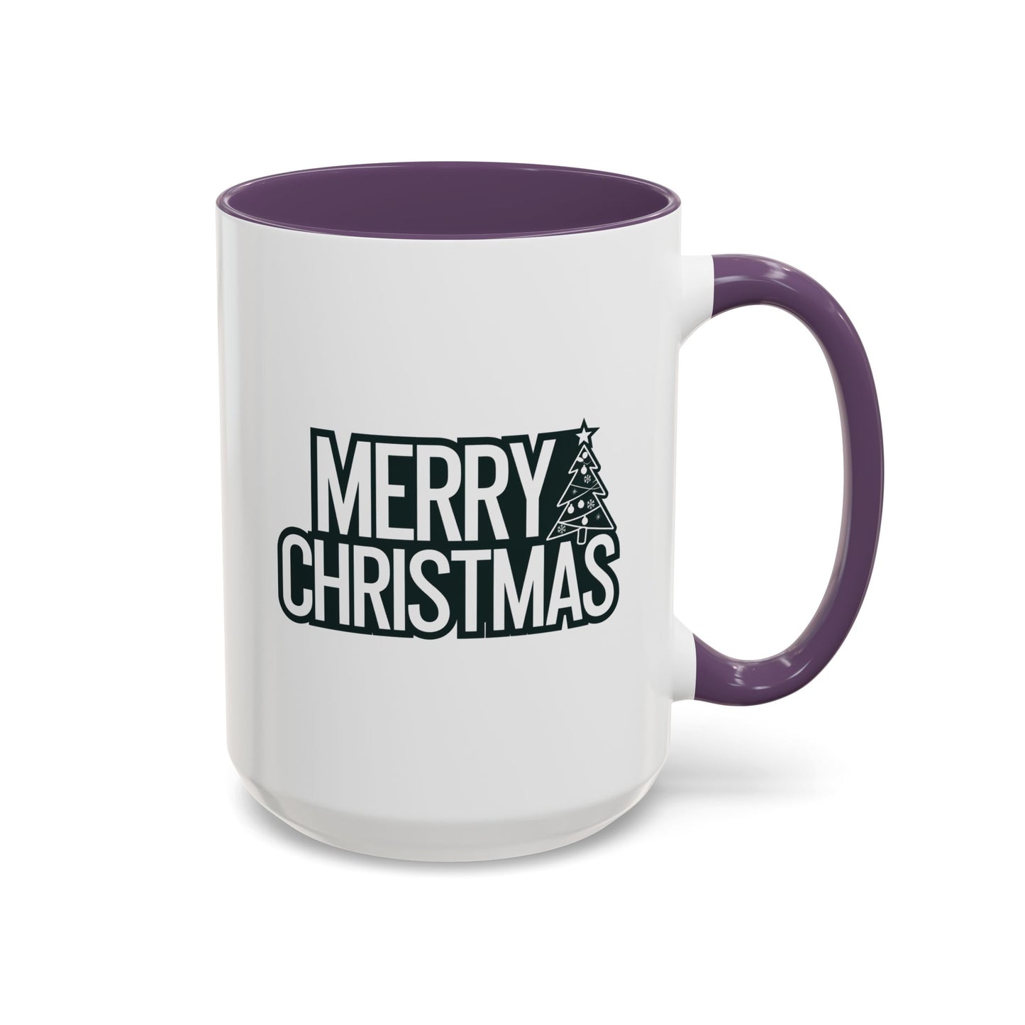 Christmas Mug - Merry Christmas White & Black Text Tree