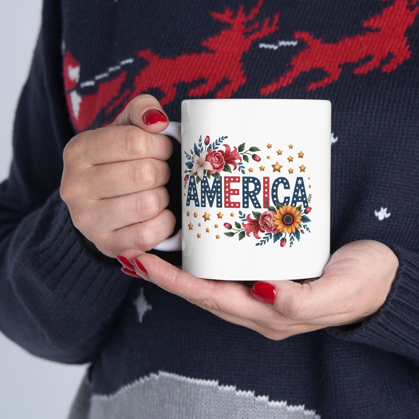 4th of July Mug - Floral America
