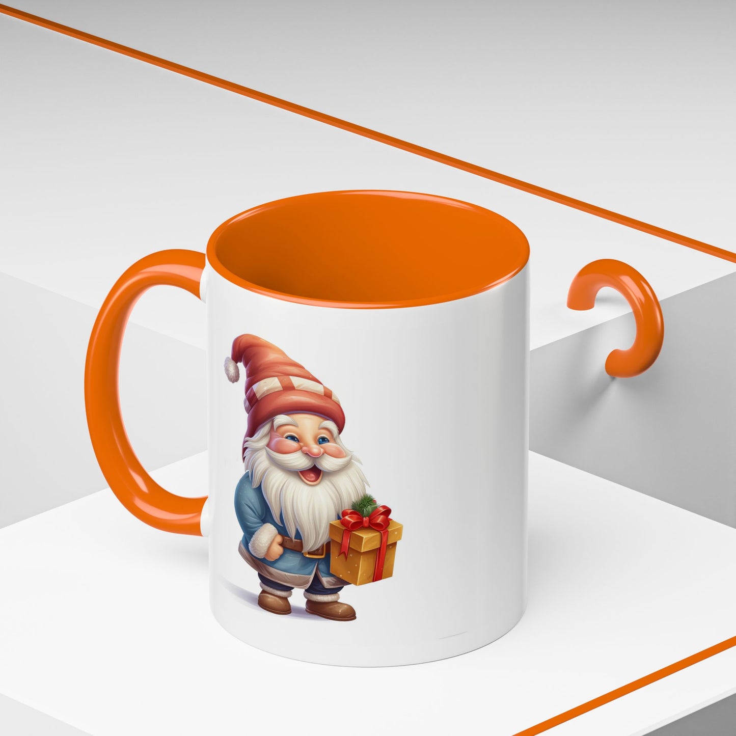 Christmas Mug - Old Gnome with Present