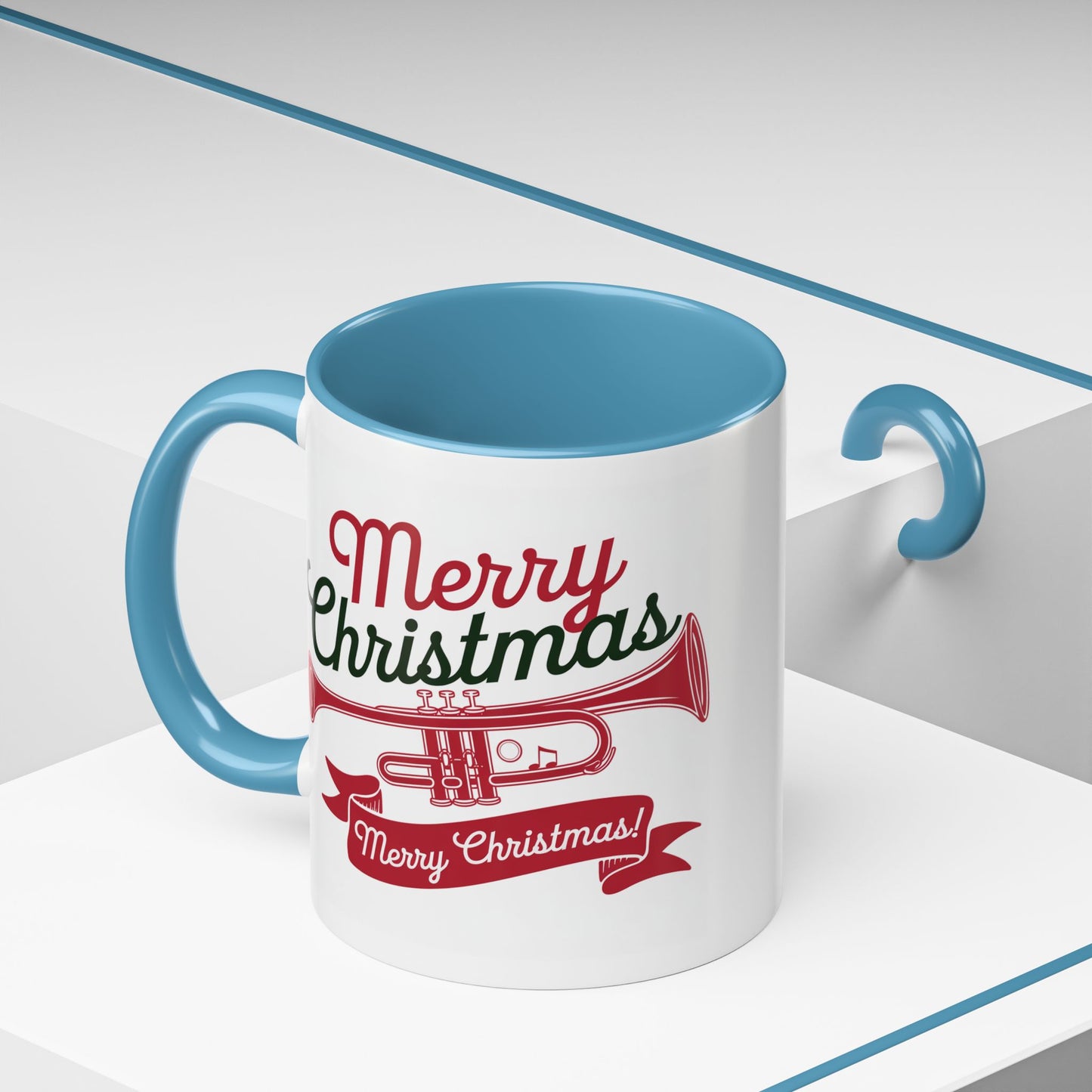 Christmas Mug - Red & Green Text Trumpet