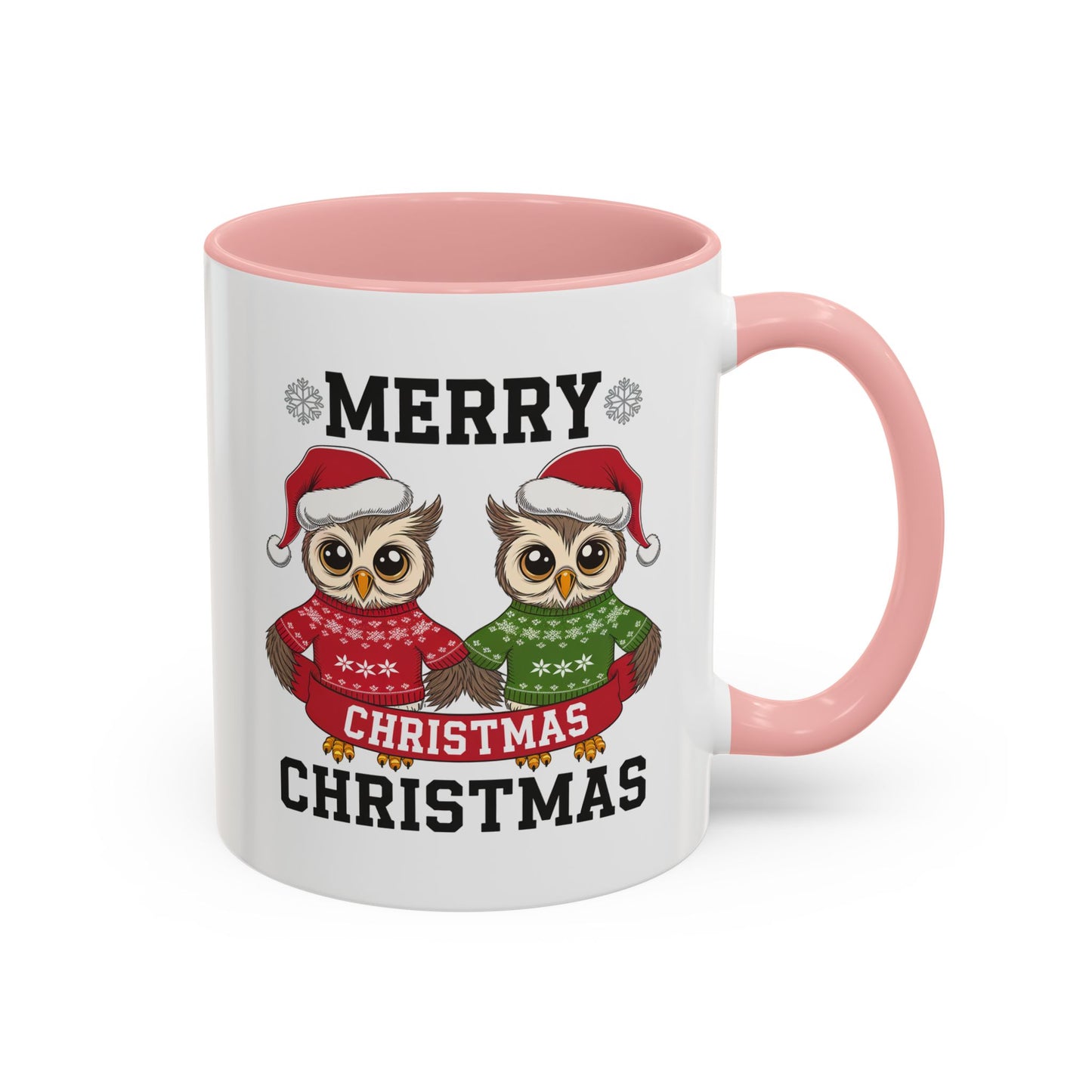 Christmas Mug - Merry Christmas Black Text Owls