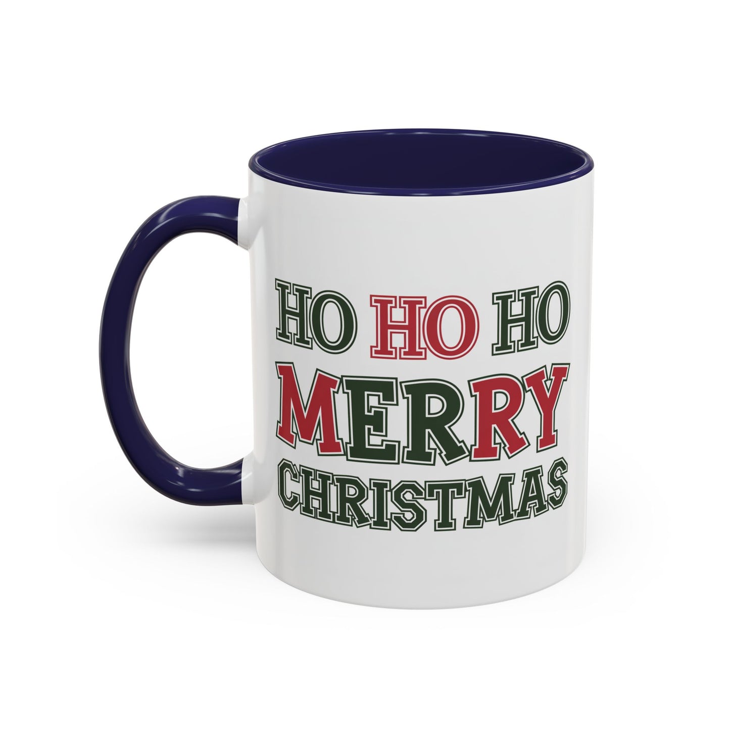 Christmas Mug - Ho Ho Ho Merry Christmas Green & Red Text 2