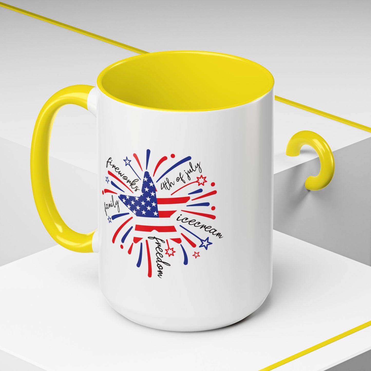 4th of July Mug - Star Flag Fireworks