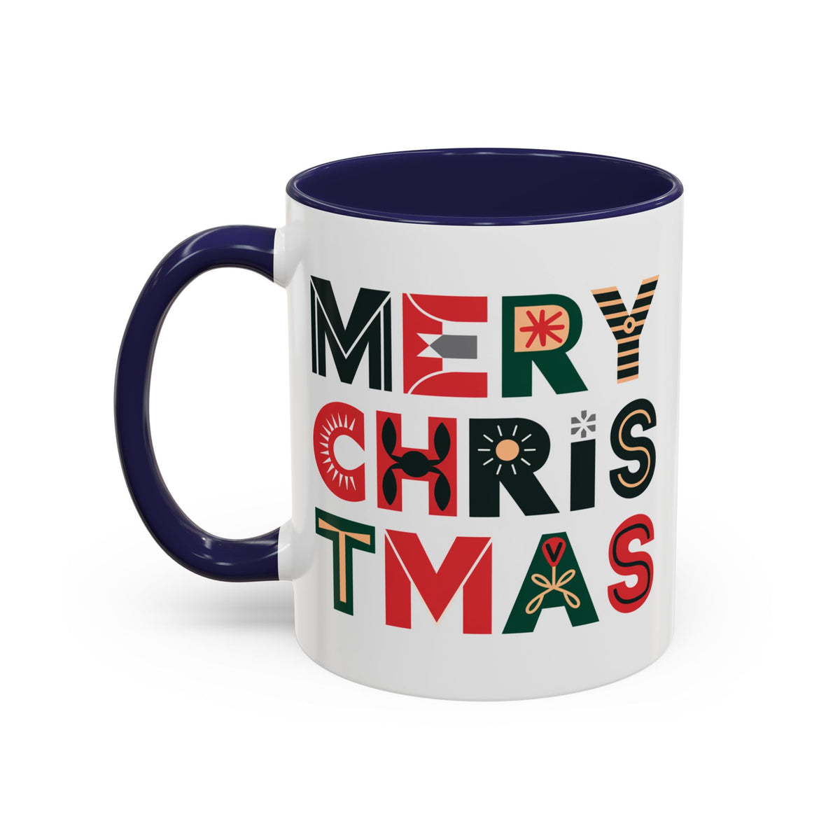 Christmas - Merry Christmas Black Red Green Patterned Text