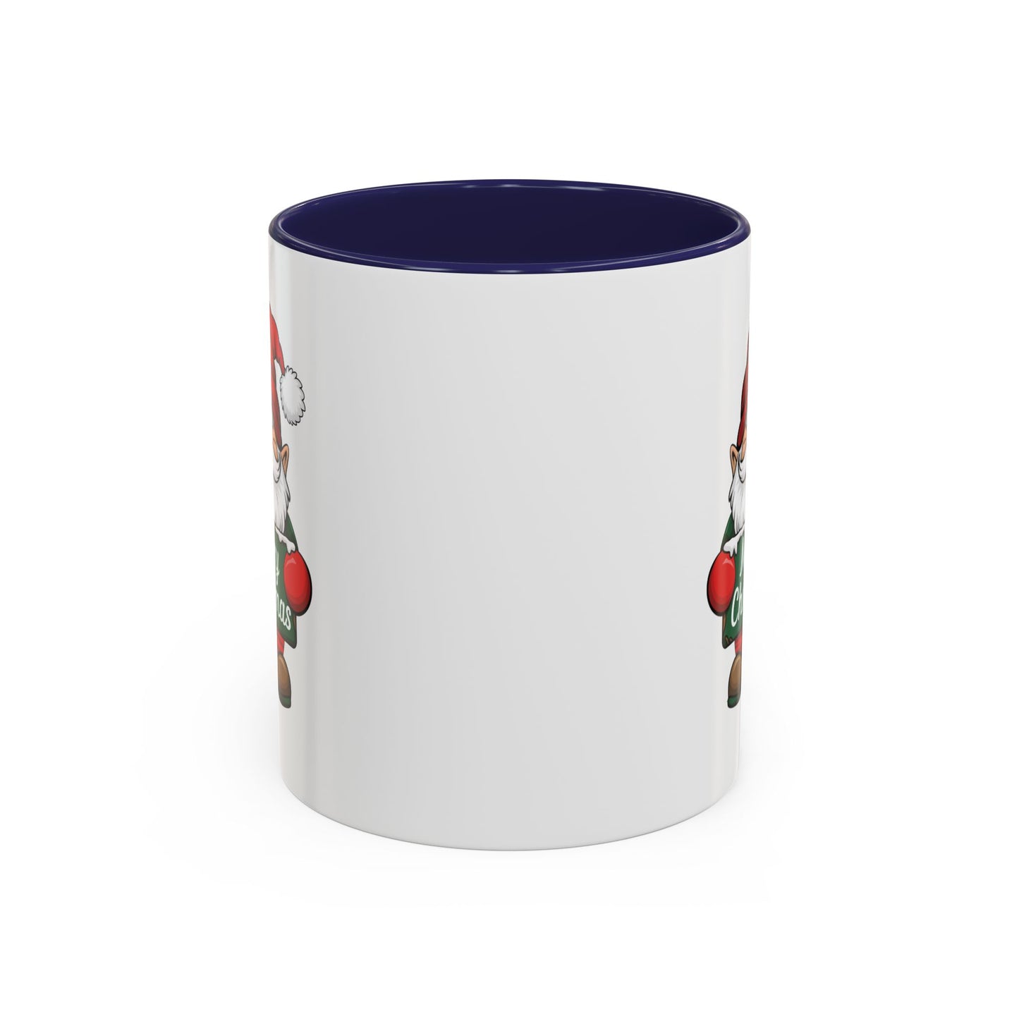 Christmas Mug - Merry Christmas White & Green Text Gnome Snow