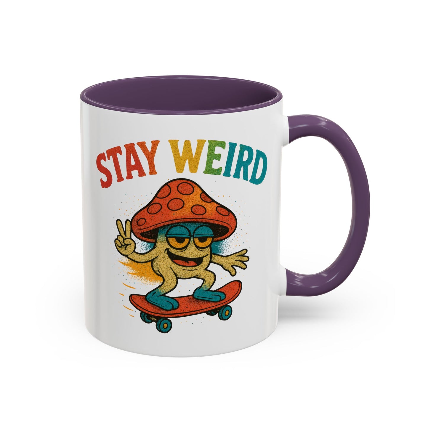Humor Mug - Stay Weird Mushroom Skateboard