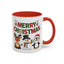 Christmas Mug - Red Green & Gold Text Reindeer Snowman Penguin