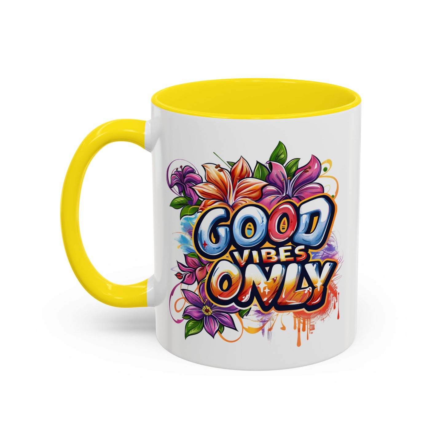 Wellness Mug - Good Vibes Only Graffiti Flowers