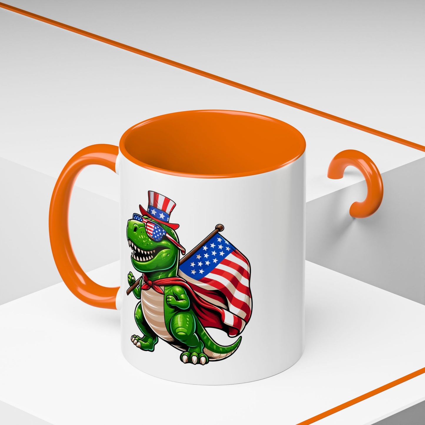 4th of July Mug - T Rex Dinosaur USA Flag