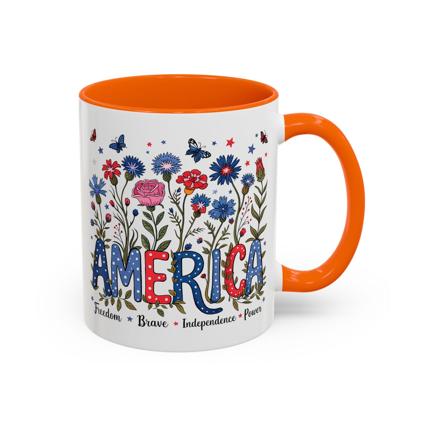 4th of July Mug - Floral America Patriotic