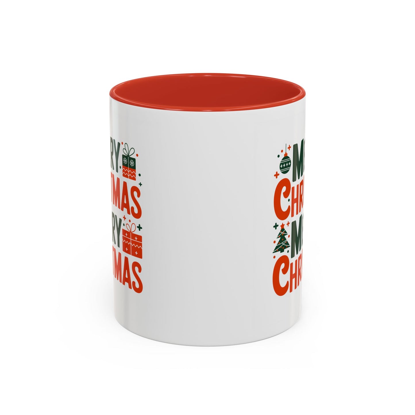 Christmas Mug - Green & Red Text Tree Presents