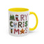 Christmas Mug - Merry Christmas Green Red & Gold Patterned Text