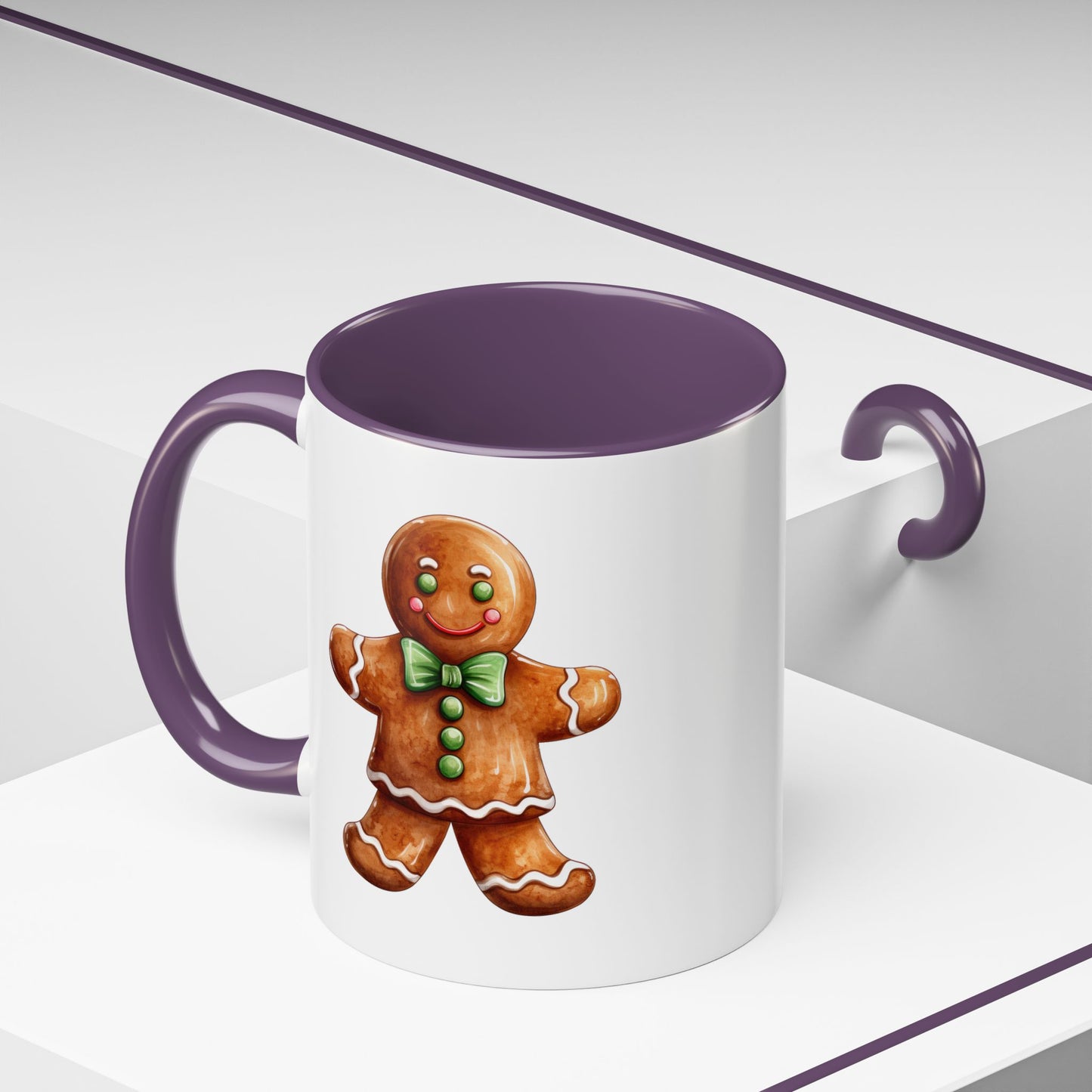 Christmas Mug - Gingerbread Man Green Bow