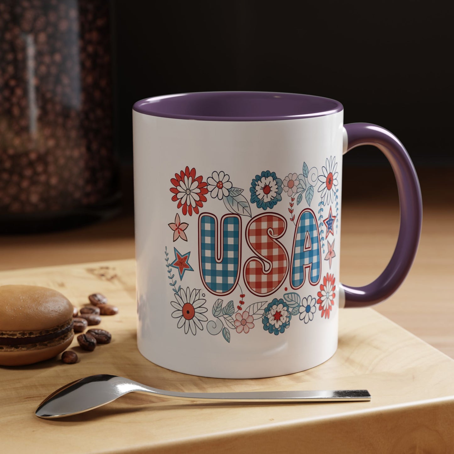4th of July Mug - USA Preppy Floral