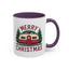 Christmas Mug - Merry Christmas Maroon Text Camper Trees