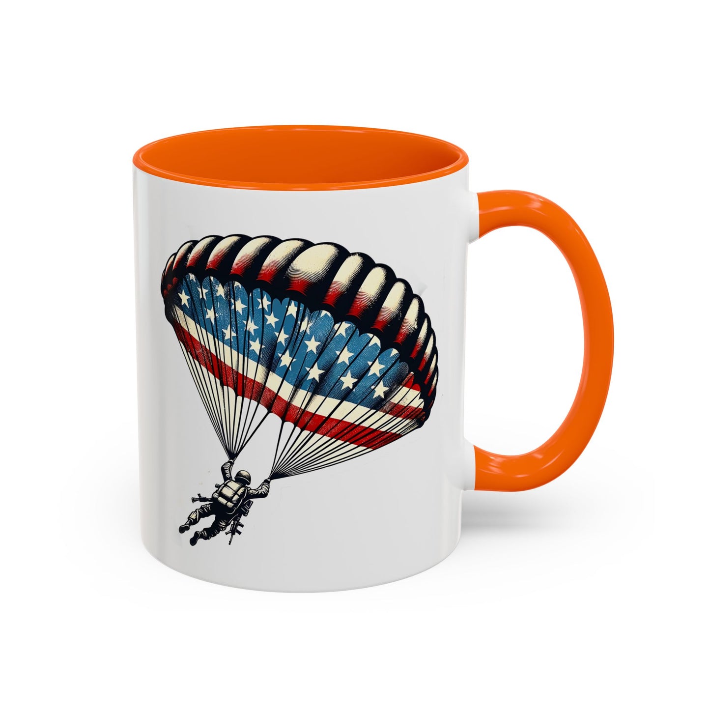 4th of July Mug - Airborne Soldier Parachute Flag