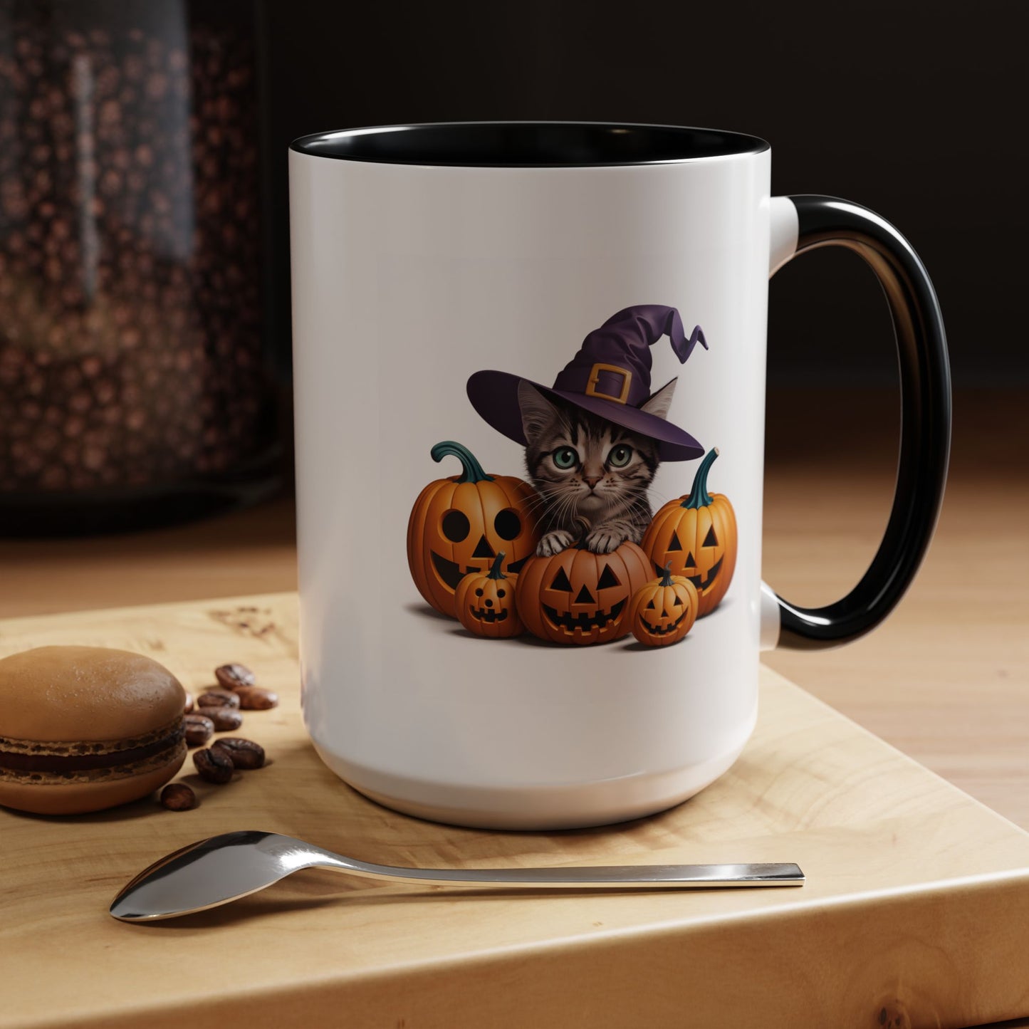 Halloween Mug - Witch Cat Hiding In Pumpkins