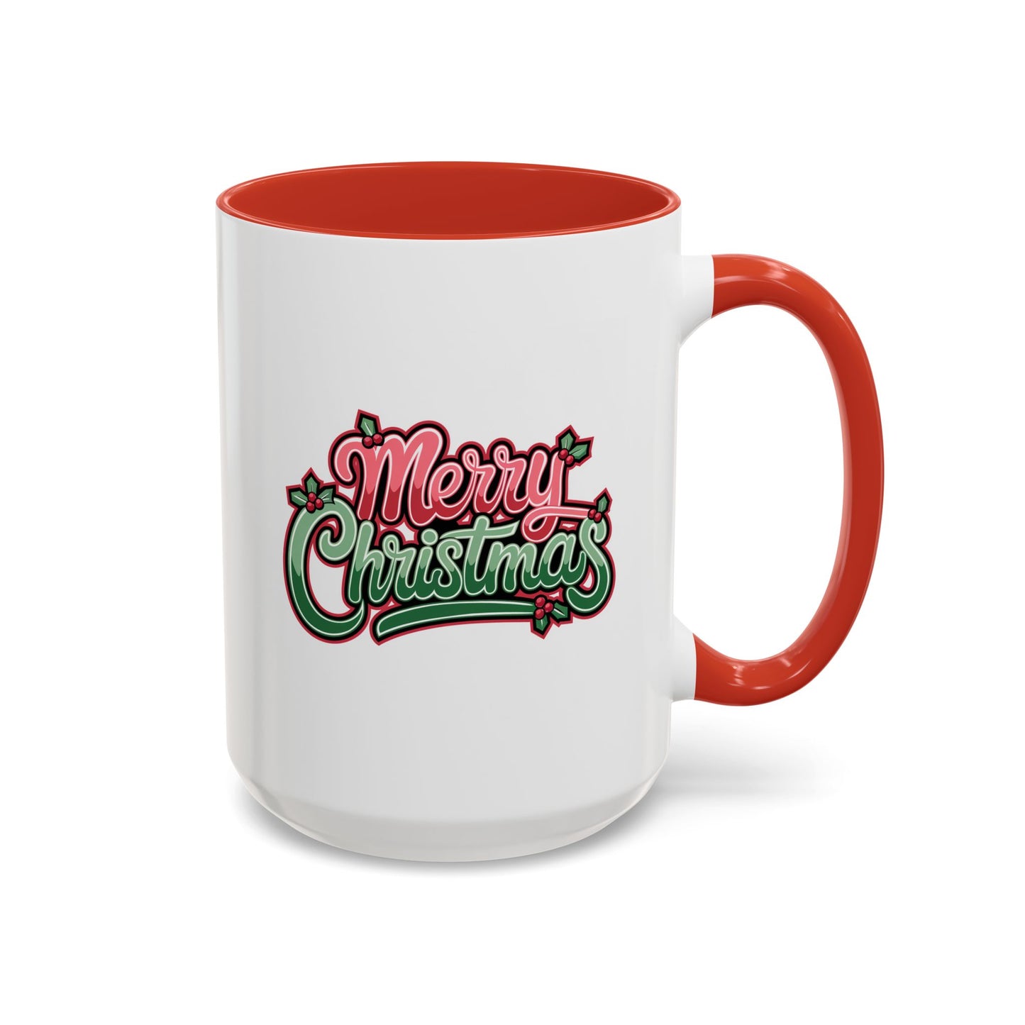 Christmas Mug - Merry Christmas Red & Green Text Mistletoe