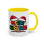 Christmas Mug - Merry Christmas Red Yellow & Blue Text Red Hats