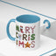 Christmas Mug - Merry Christmas Green Red & Gold Patterned Text