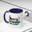 Christmas Mug - Merry Christmas Black Text Hat Candy Cane Mistletoe