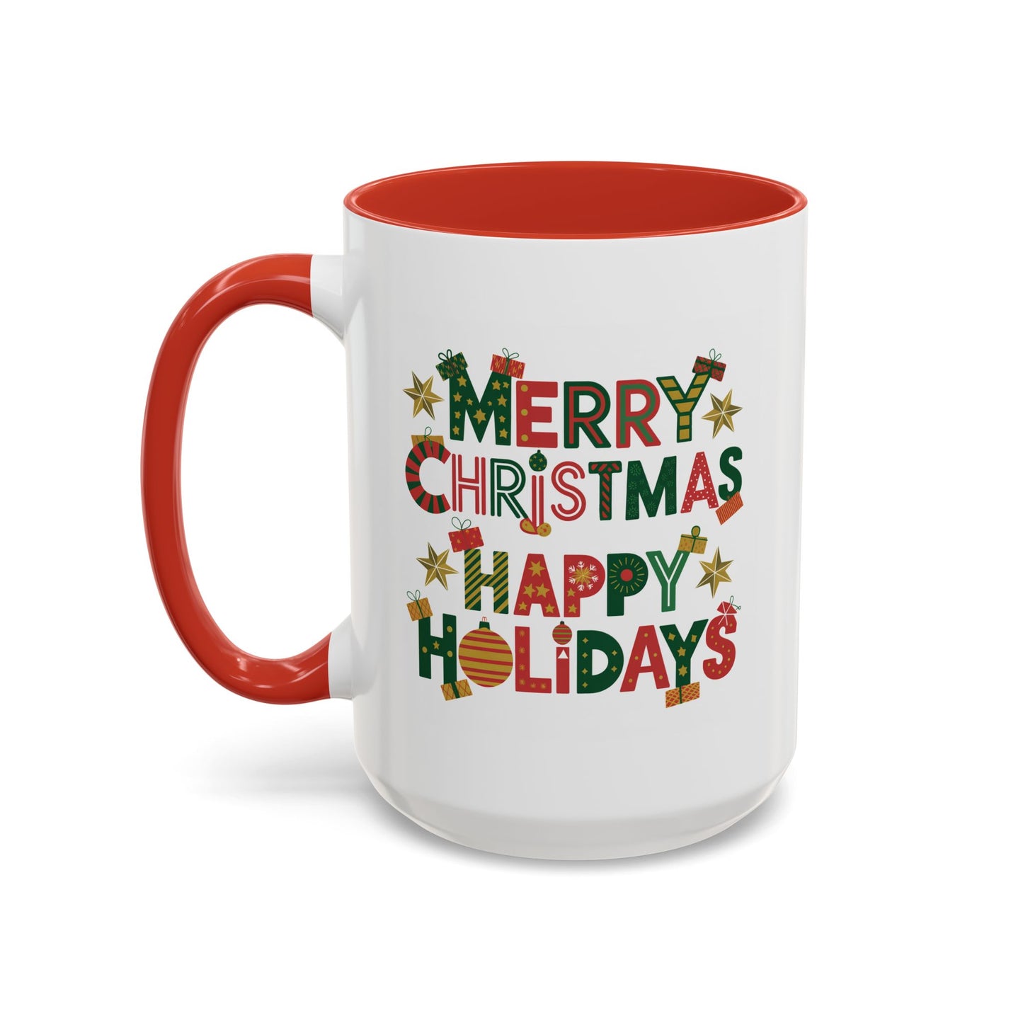 Christmas Mug - Merry Christmas Happy Holidays Decorative Text