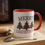 Christmas Mug - Merry Christmas Green & Red Text Decorative Trees